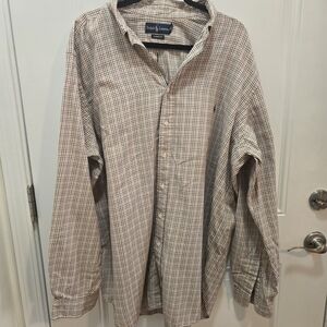Ralph Lauren Men's Button-Down Check Shirt in Tan & Blue